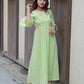 Jompers Women Green & Golden Yoke Design A-Line Kurta ( JOK 1288 Green )